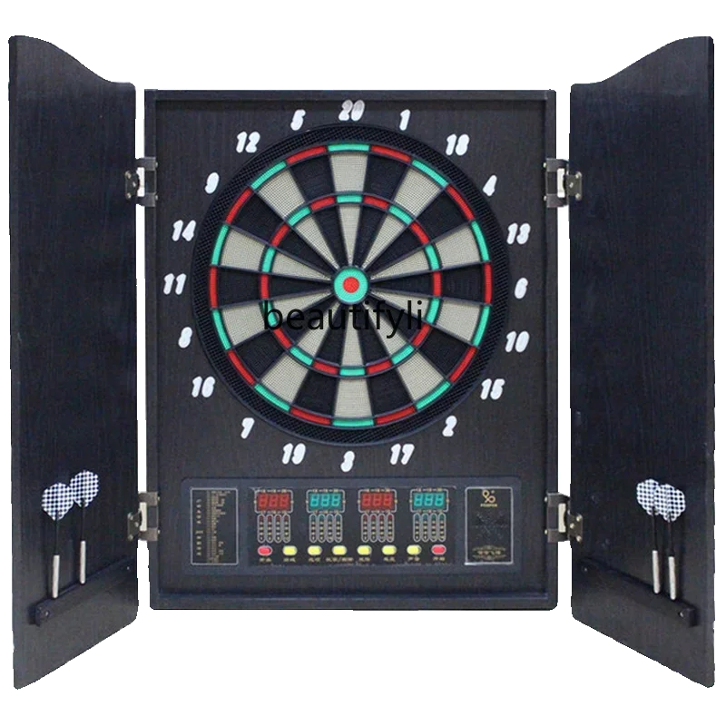 

New Luxury box electronic dart machine Chinese and English pronunciation set Electronic dart machine automatic scoring with door