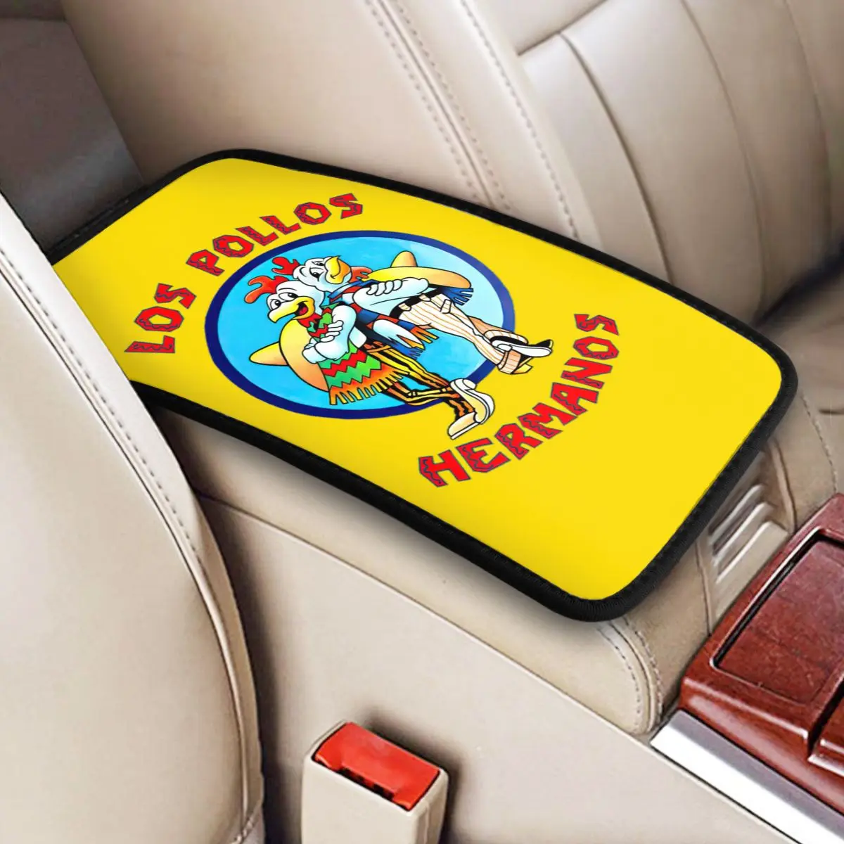 Breaking Bad Los Pollos Hermanos Car Armrest Cover Mat Anti-Slip Chicken Brothers Center Console Pad Storage Box Protector