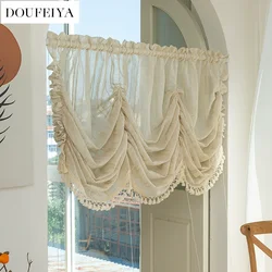 American Nordic Roman Blinds Vertical Linen Lifting Window Tulle Sheer Curtains for Living Room Bedroom Dining Door Kitchen