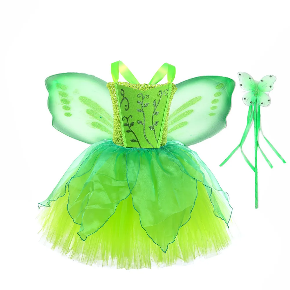 

Children's Costume For Girl Stage Performance Cosplay Fairy Princess Dress with Wings Magic Stick Accessories Halloween Vestidos