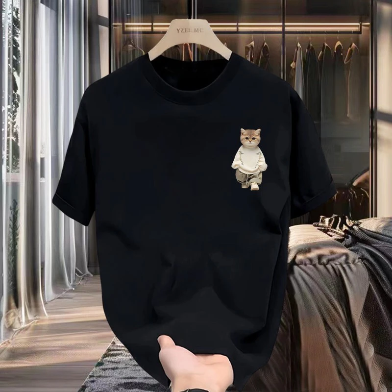 

Hercussen cotton American fashion short-sleeved T-shirt summer loose crew-neck design sense of niche top