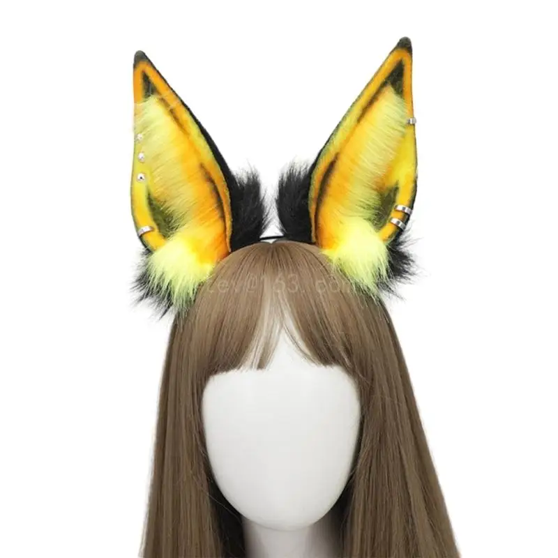 Fascia per capelli con orecchio bestia artificiale Fascia per capelli per anime Donna Show Hairhoop
