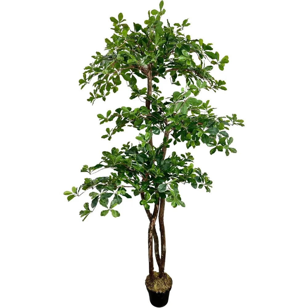 

Handmade 6.5ft 3-Tier Italian Black Olive Leaf Artificial Tree with Ethically Sourced Real Wood Trunks, Hypoallergenic, 6.5-Foot