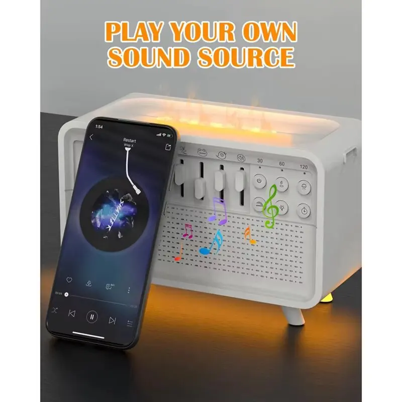 LED White Noise Speaker with 8 Nature Sound Portable BT Speaker Auto-Off Aroma Diffuser Sleep Aid Night Light Humidifier Machine image 3