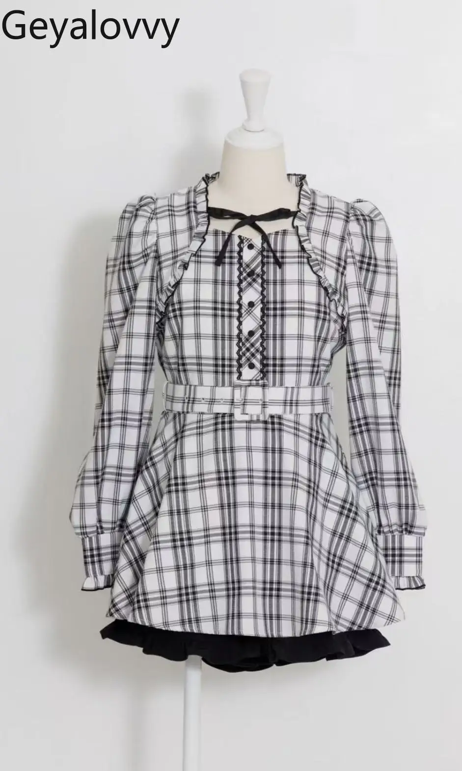 ชุดเซ็ตเสื้อแขนยาวผูกโบว์แบบญี่ปุ่น + กระโปรง แฟชั่นลำลอง สไตล์หรูหรา ชุดสองชิ้นสำหรับผู้หญิง ฤดูใบไม้ผลิ ฤดูใบไม้ร่วง