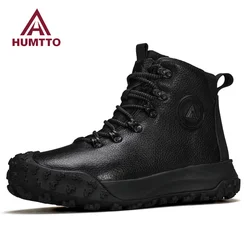 HUMTTO Leather Hiking Shoes Winter Warm Wool Trekking Boots for Men Outdoor Camping Men's Sports Shoes Non-slip Sneakers Man