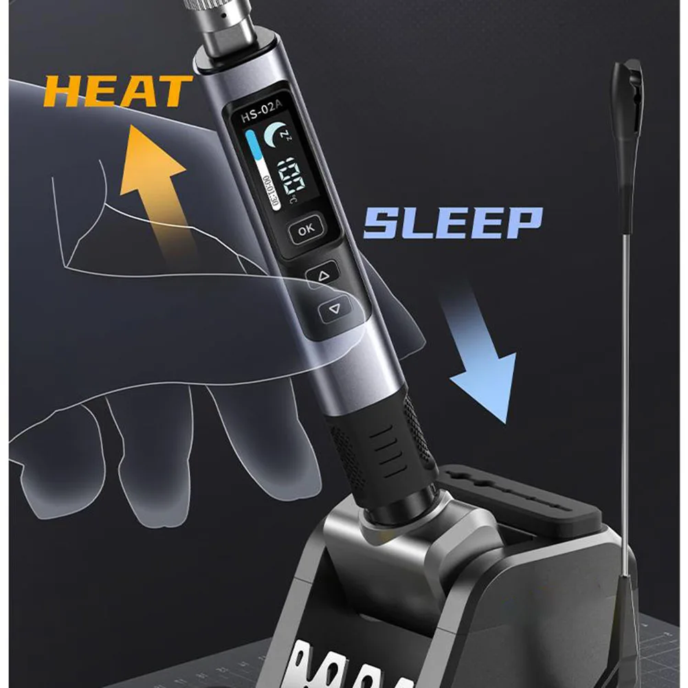 스마트 납땜 다리미 스테이션용 휴대용, 사용자 정의 기능 설정, 빠른 열회수 사용, HS02A, 100W