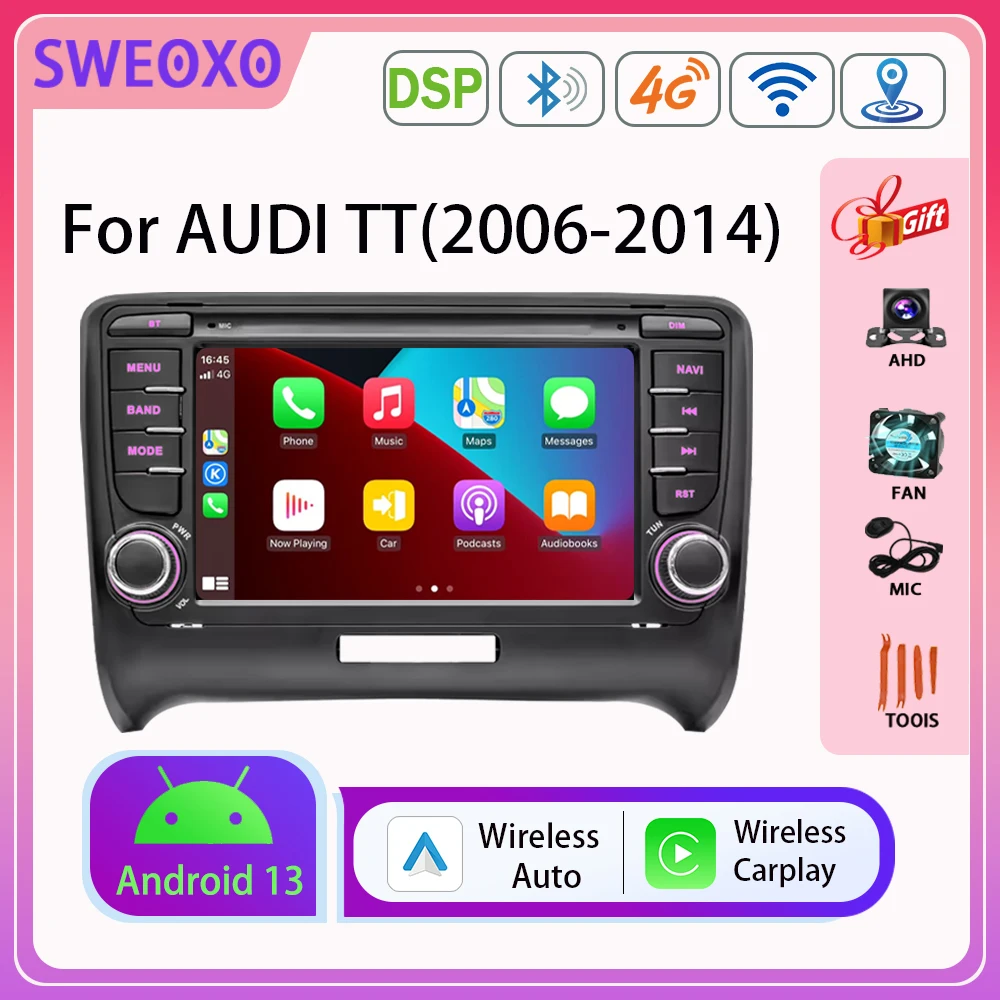 For AUDI TT(2006-2014) Android13 Car Radio Carplay Multimedia Video Player WIFI Car