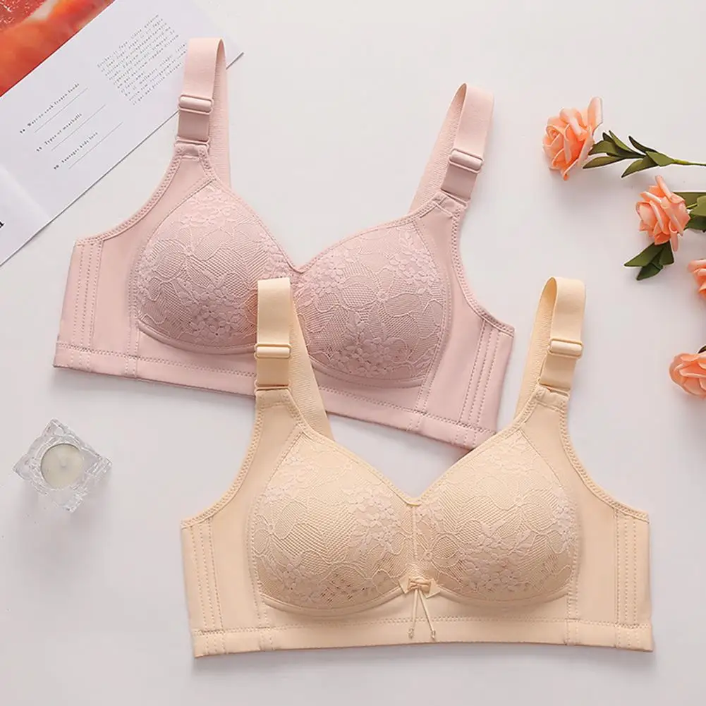 Women Bra Adjustable Strap Lace Floral Embroidery Maximum Comfort Shockproof Push-up Anti-snagging Wireless Yoga Daily Bra 무선 브라