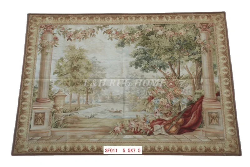 Free Shipping 100% 5.5'X7.5' French Aubusson Tapestry Handwoven wall haning tapestry, Gobelin tapestry