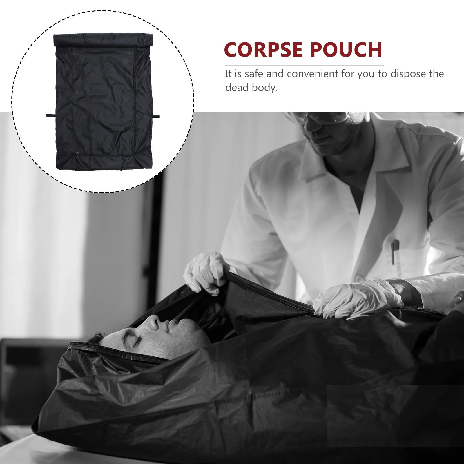 1Pcs Portable Body Bag Heavy Duty Oxford Cloth Cadaver Pouch for Funeral Services Fluid Resistant Corpse Handling Solution
