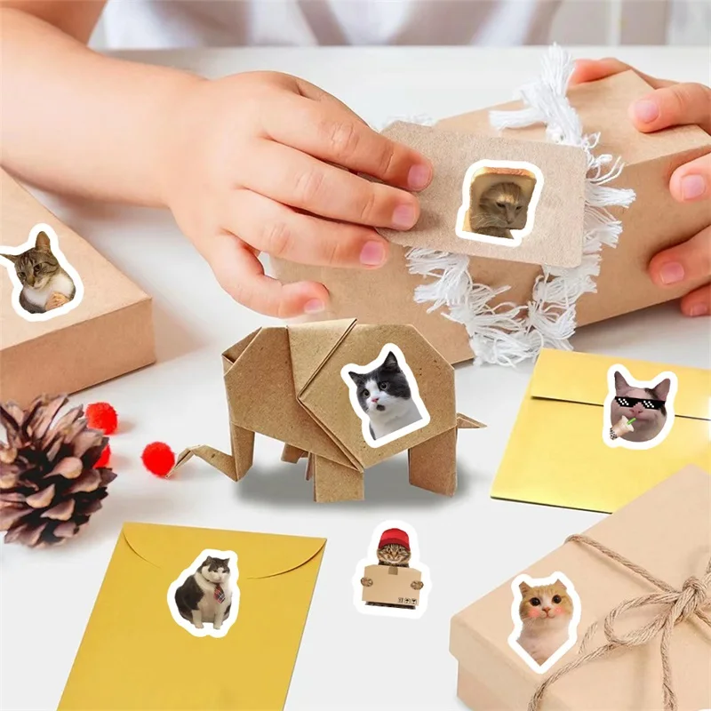 Cute Cat Paper Labels Sticker, Selagem, DIY Decoração para Crianças, Scrapbooking, Papelaria Coreana, Mão M.F Suprimentos, 500Pcs