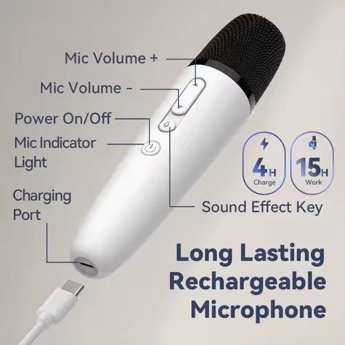 T1-테슬라 Car Karaoke Microphone, 테슬라 Rechargeable Caraoke Mic with USB-A & USB-C Receiver, Plug to Use，No Need Pair - Image 5