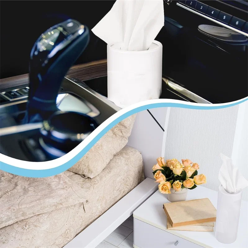 White Tissue Tube for Car Cylinder Paper Box Subfilm Home Room Accessories Potable Napkin Organizers Tissue Storage Organizer