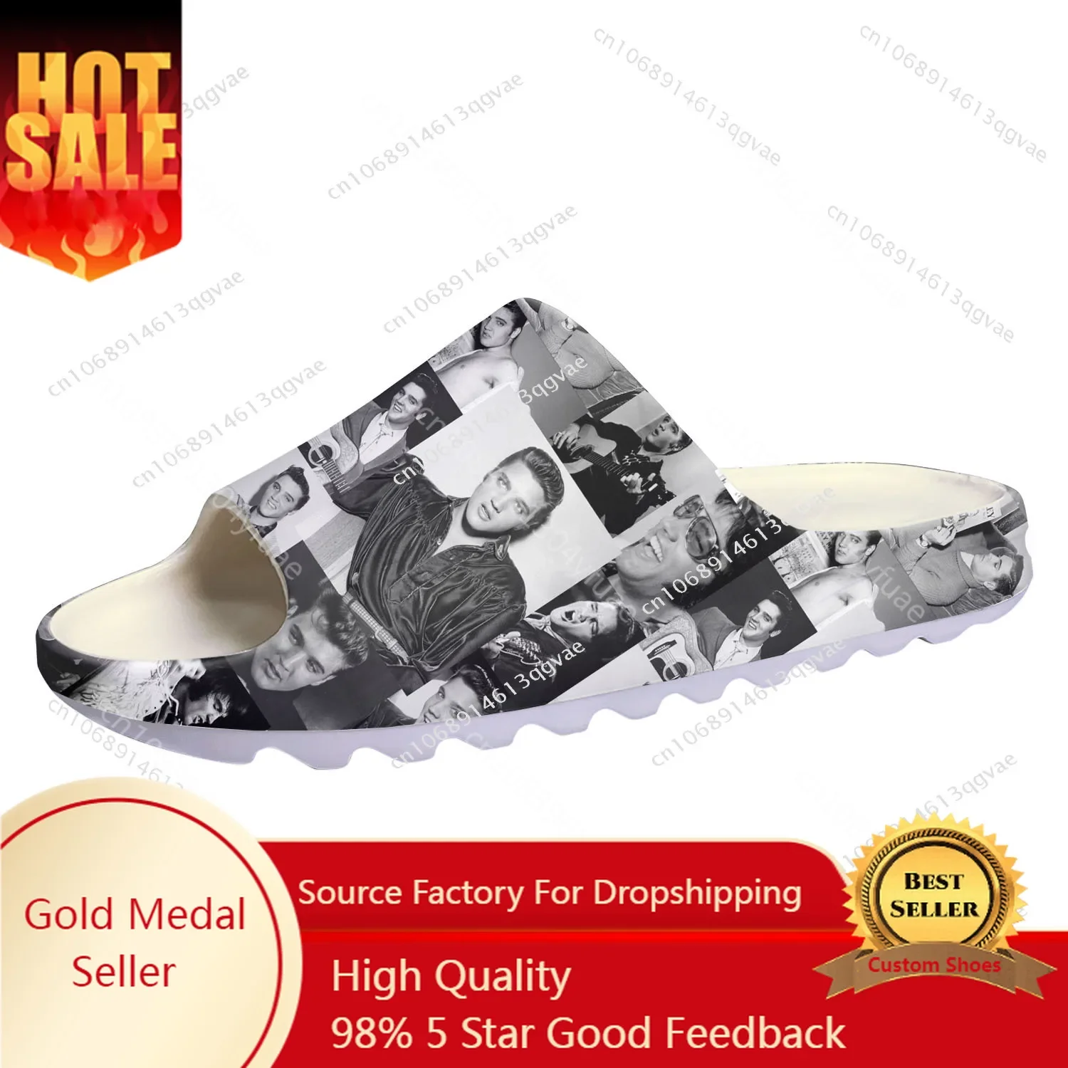 Elvis King Hillbilly Cat Soft Sole Sllipers Home Clogs Water Shoes Mens Womens Teenager Aaron Customize Presley on Shit Sandals