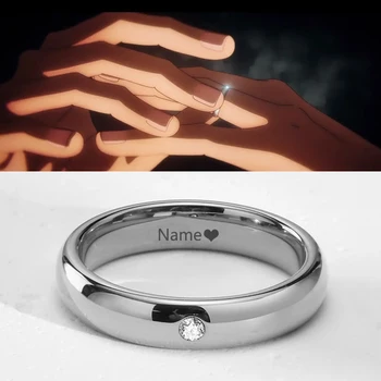 تخصيص أبدا تتلاشى 4 مللي متر الفولاذ المقاوم للصدأ الصلبة الزركون خاتم الخطوبة الزفاف خواتم سحرية للرجال والنساء مجوهرات سحرية