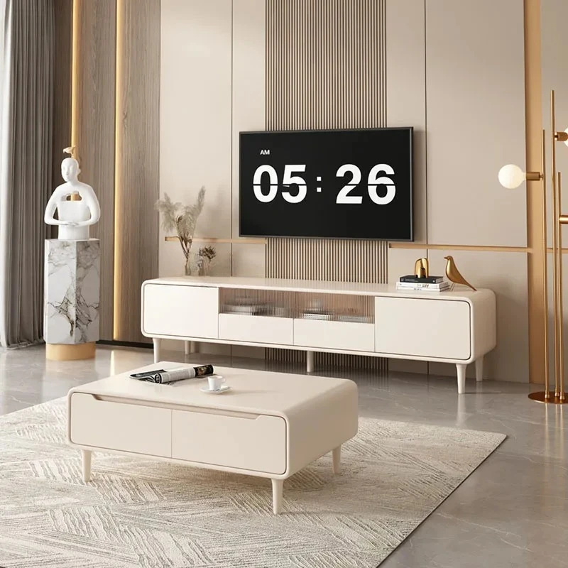طاولة تلفزيون فاخرة خزائن غرفة المعيشة عرض موقف خزائن الملفات الجانبية 65 بوصة تلفزيون ذكي Meubles أثاث التلفزيون