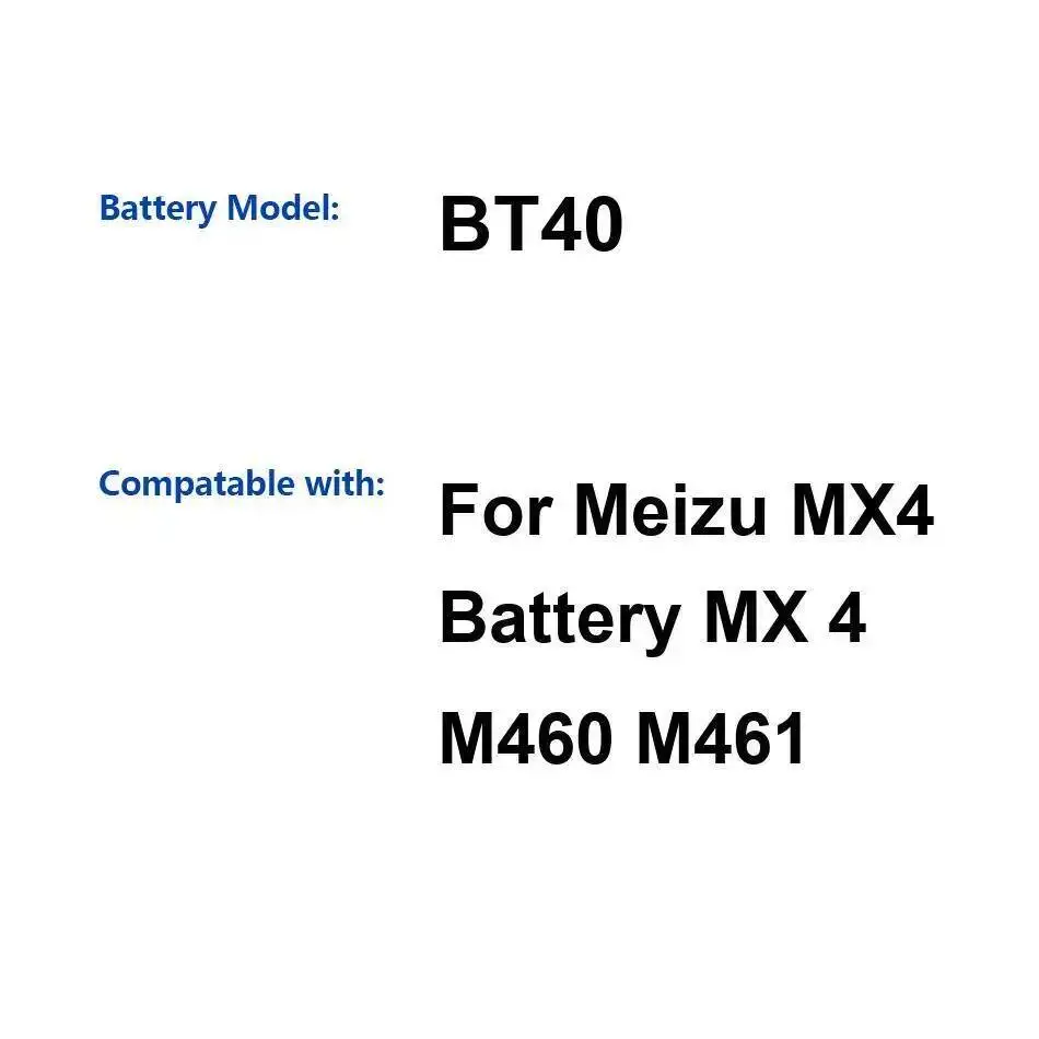 

Быстрая зарядка аккумулятора мобильного телефона 3100 мАч, хорошая низкотемпературная работа для Meizu MX4 M460 M461 BT40