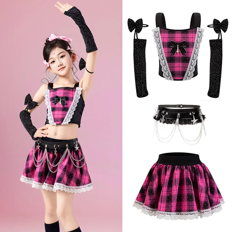 

Модный костюм для джазовых танцев для девочек, детская одежда для выступлений K-pop, крутая танцевальная одежда в стиле хип-хоп, XS9768