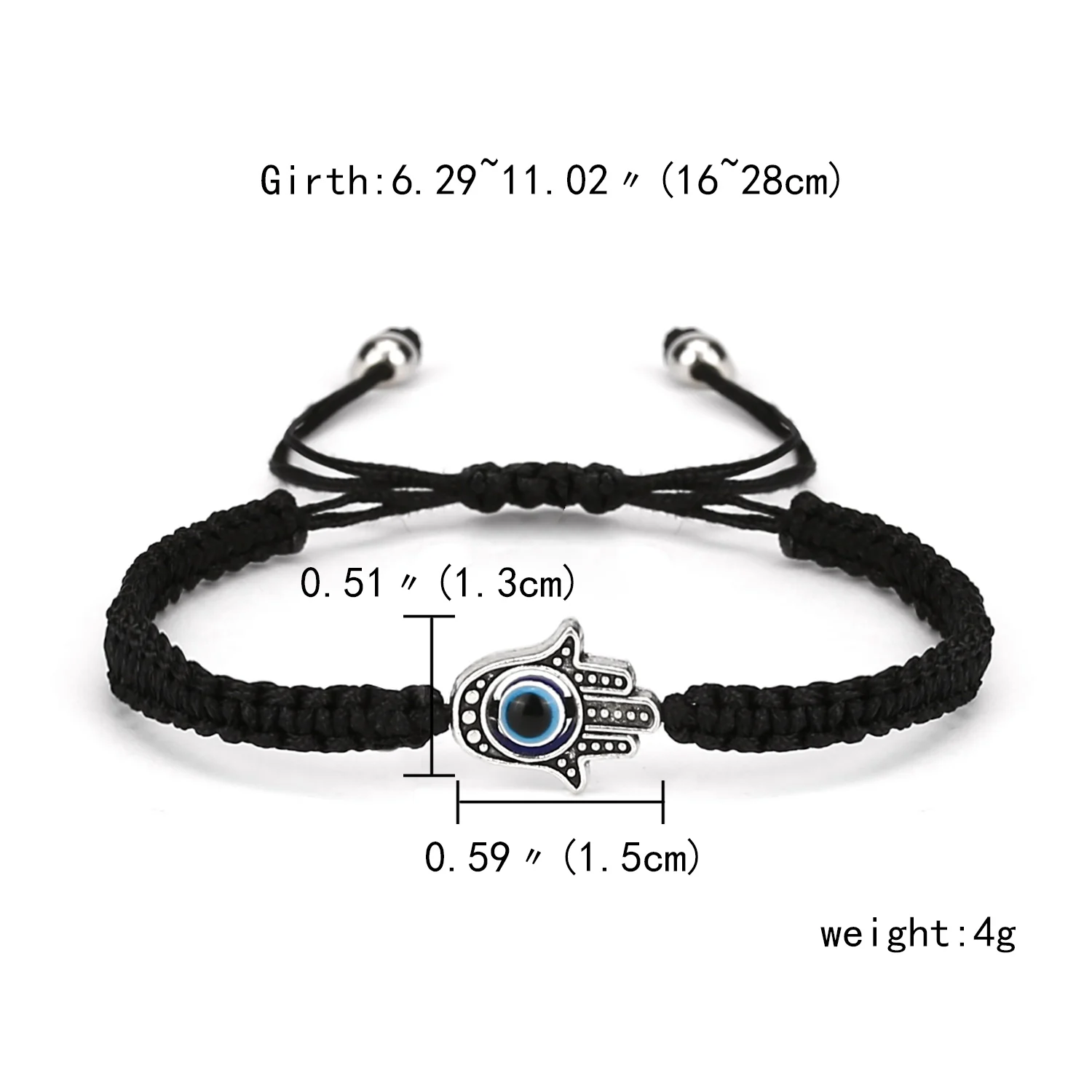 2PCS Blue Evil Eye Couple Bracelet Sets for Woman Men Charm Palm Resin Bead Rope Chain Lucky Bracelets Friendship Jewelry Gift