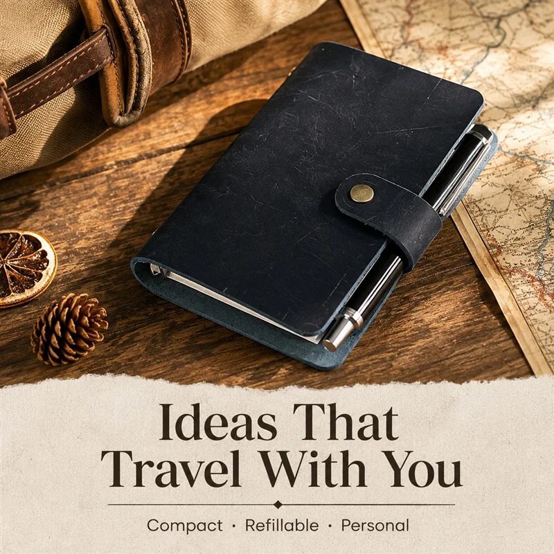 Top Grain Leather Traveler Notebook Vintage Loose Leaf Binder A7 Pocket Journal TN Diary Planner Refillable Custom Engraving
