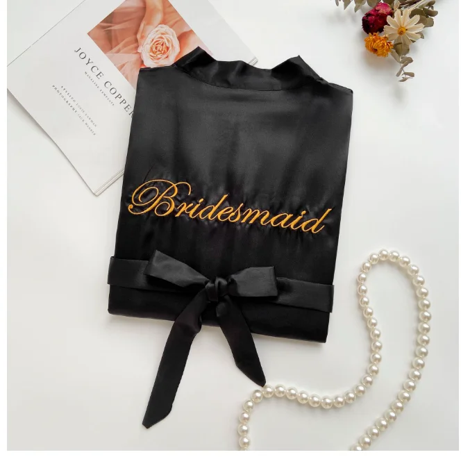 Bride To Be Team Bride Satin-Silk Robe pernikahan Bridesmaid jubah wanita Bridal Shower pesta hadiah dekorasi pernikahan