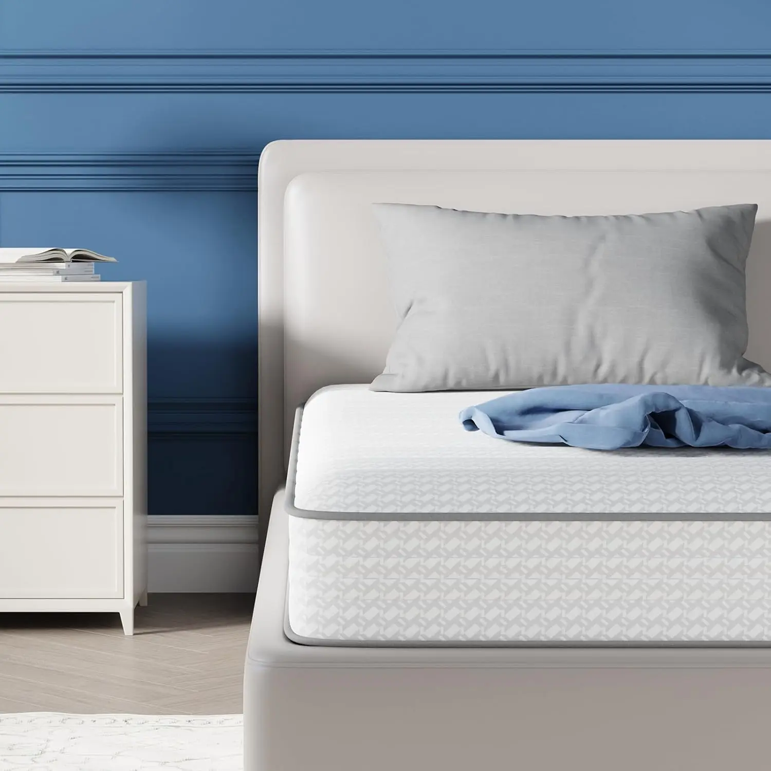 

6-дюймовый двуспальный матрас в коробке, средней жесткости, гибридный, с пружинными блоками для снятия давления, сертифицирован CertiPUR-US