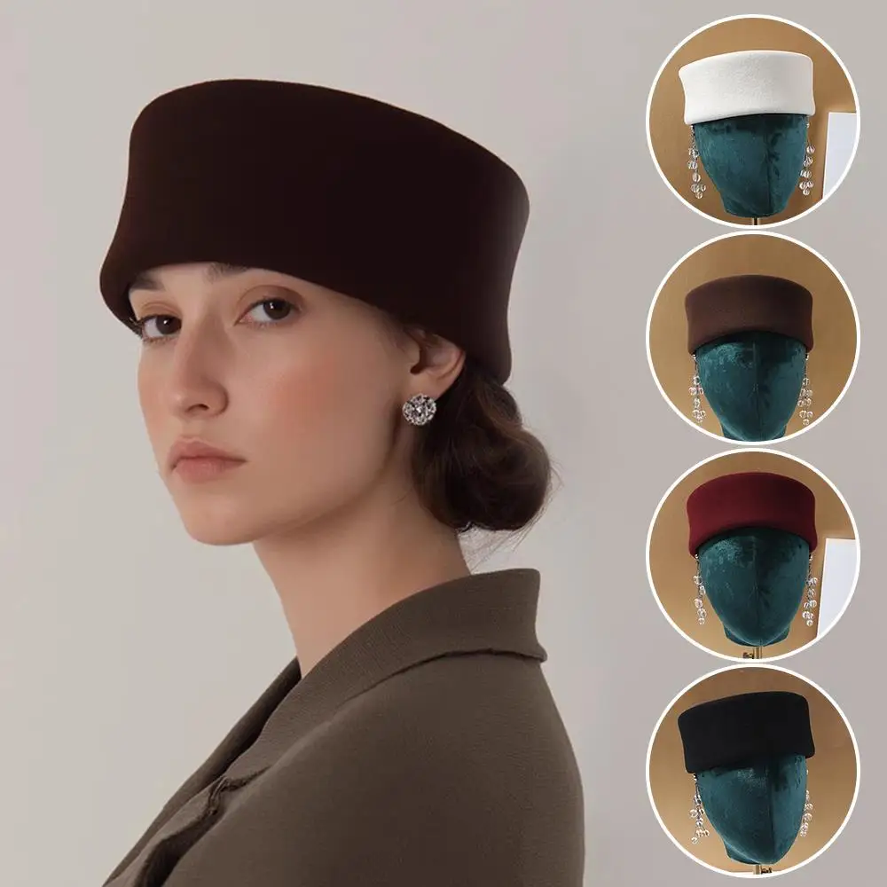 

Винтажный женский каска-федоры, шляпы-таблетки, шерстяные фетровые береты, вогнутый топ, чародейские шляпы для свадьбы, коктейля, вечеринки