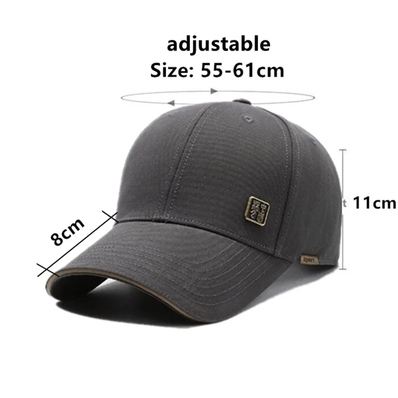 New Spring Hardtop Cotton Baseball Caps For Men Snapback Cap Personality Fashion Iron Label Party Hats Men's Camping Fishing Hat