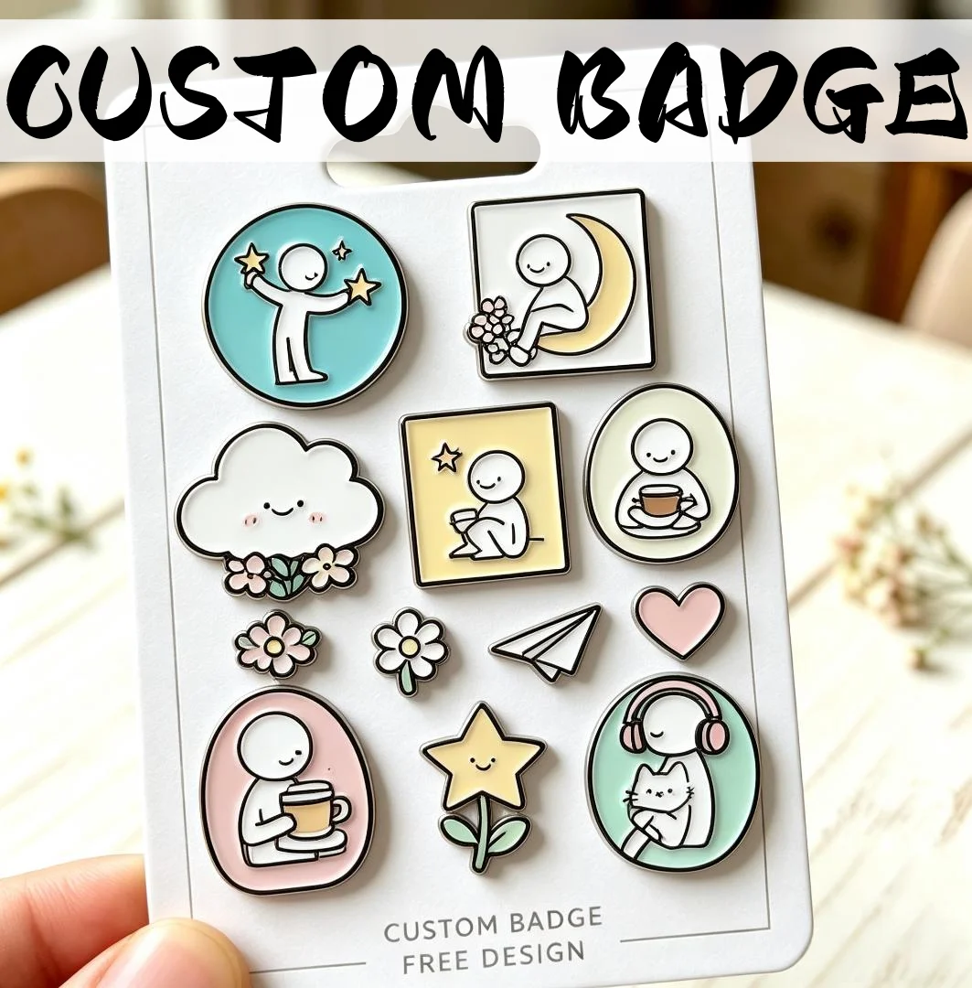 Custom Cartoon Enamel Badge Custom Simple Line Figure Lapel Pin Free Design Soft Enamel Brooch Bag Clothing Decor No MOQ