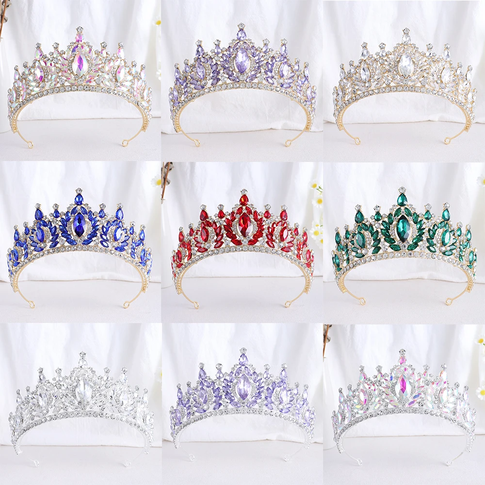 Wedding Crown Rhinestone Tiara Metal Bridal Crown Jewelry Hair Accessories Holiday Birthday Party  Tiara Fit for Queen andGirls