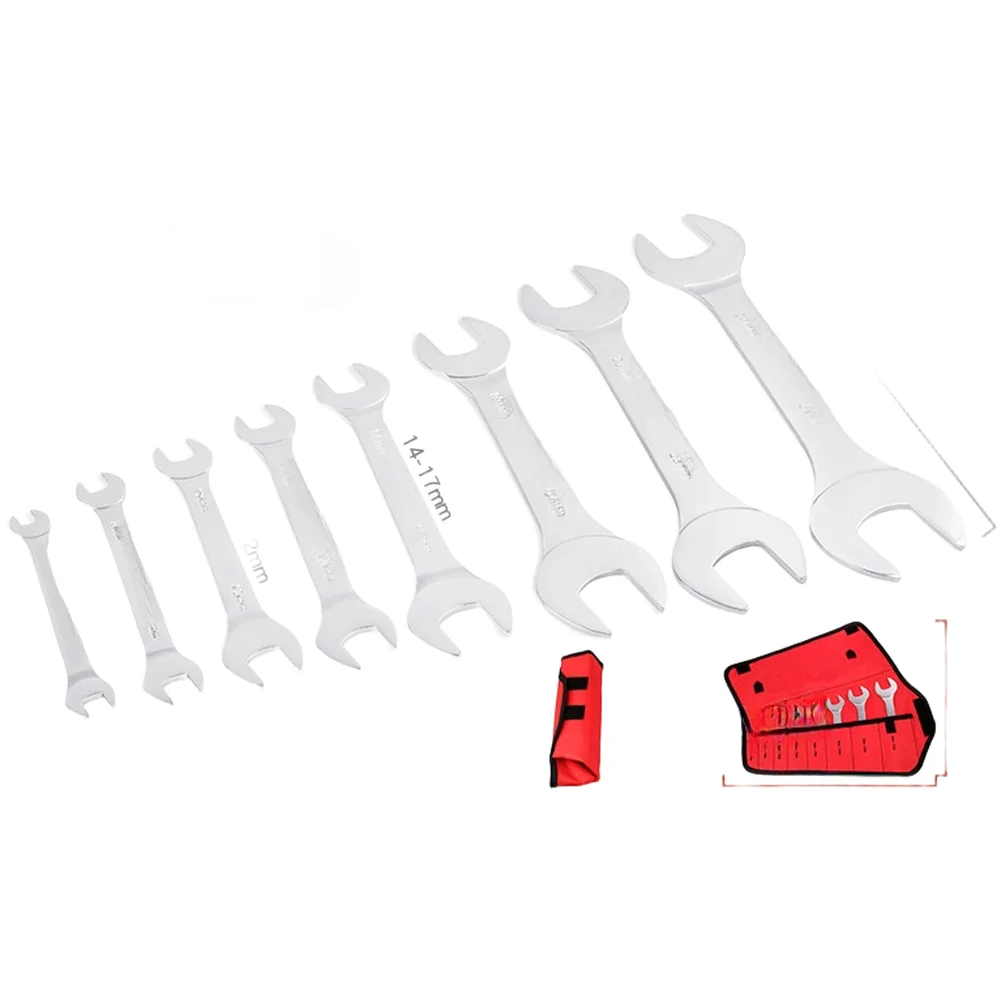 

8 Piece Double Open End Wrench Set Steel Metric Sizes 5.5-27mm Auto Repair