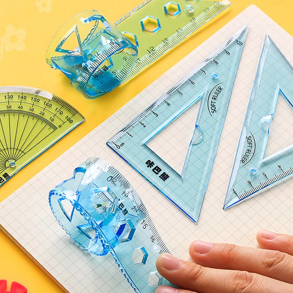 

4pcs Rulers Set Stationery 20Cm Thickened Clear Colorful Wearproof School Supplies For Kids Students Boys Girls Red Blue