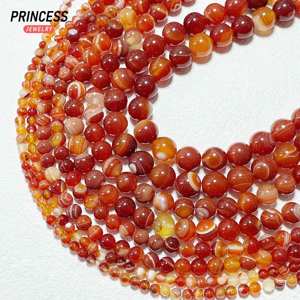 A+ Natural Madagascar Red Stripe Agate Onyx Loose Beads for Jewelry Making Bracelets Necklace DIY Accessories 4 6 8 10mm