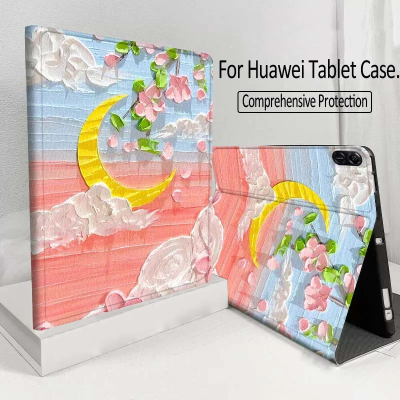 

Oil Painting Flower Pattern For Huawei MatePad M5 T5 SE 11 Pro Honor Tab 5 V7 V8 X9 GT 10.1 10.8 Inch Tablet Case Cover