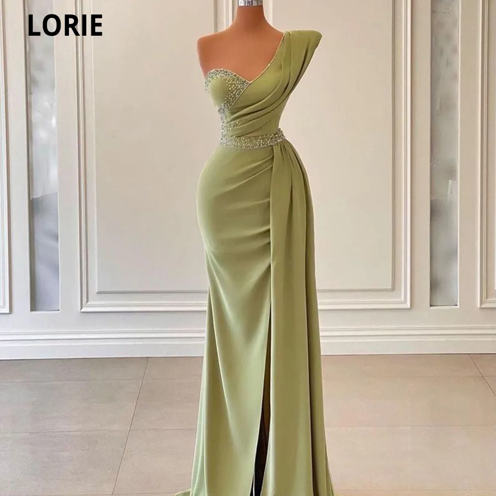 Lorie sexy andar de comprimento sereia vestidos de noite 2022 dubai feminino frisado vestidos de festa alta divisão vestidos elegantes para mujer