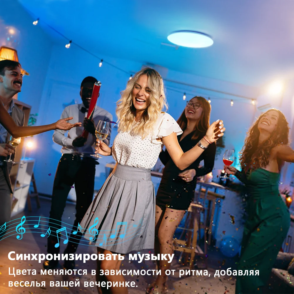 Plafonnier LED Intelligent à Intensité Réglable, RVB, 30W, Luminaire Décoratif d'Nik, Compatible avec Tuya, Alexa et Google