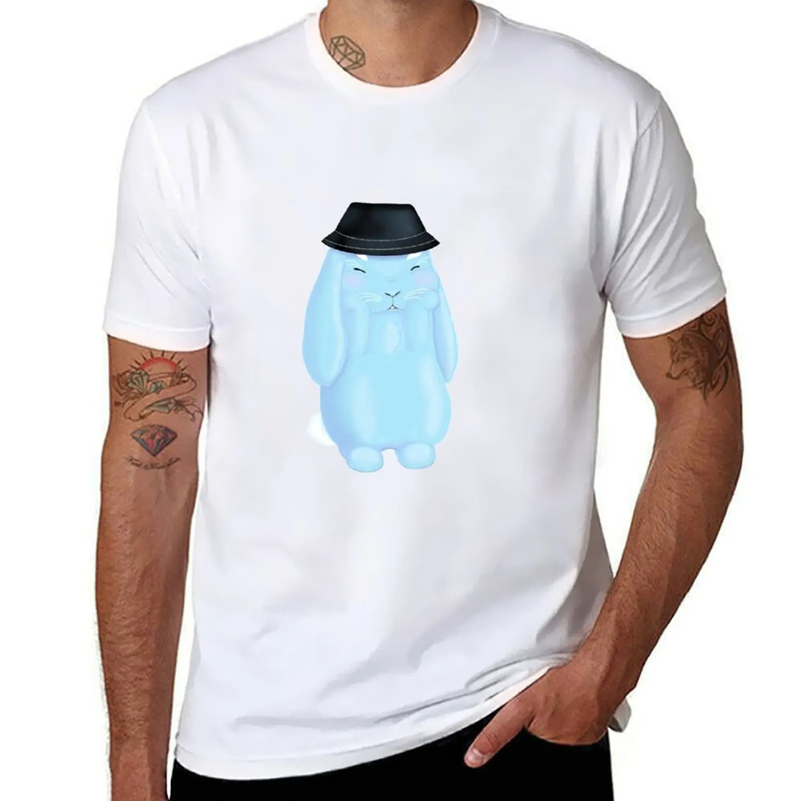 (Cute Mascot) Bunny Hat Bucket T-Shirt Plus Size Street Style Tee
