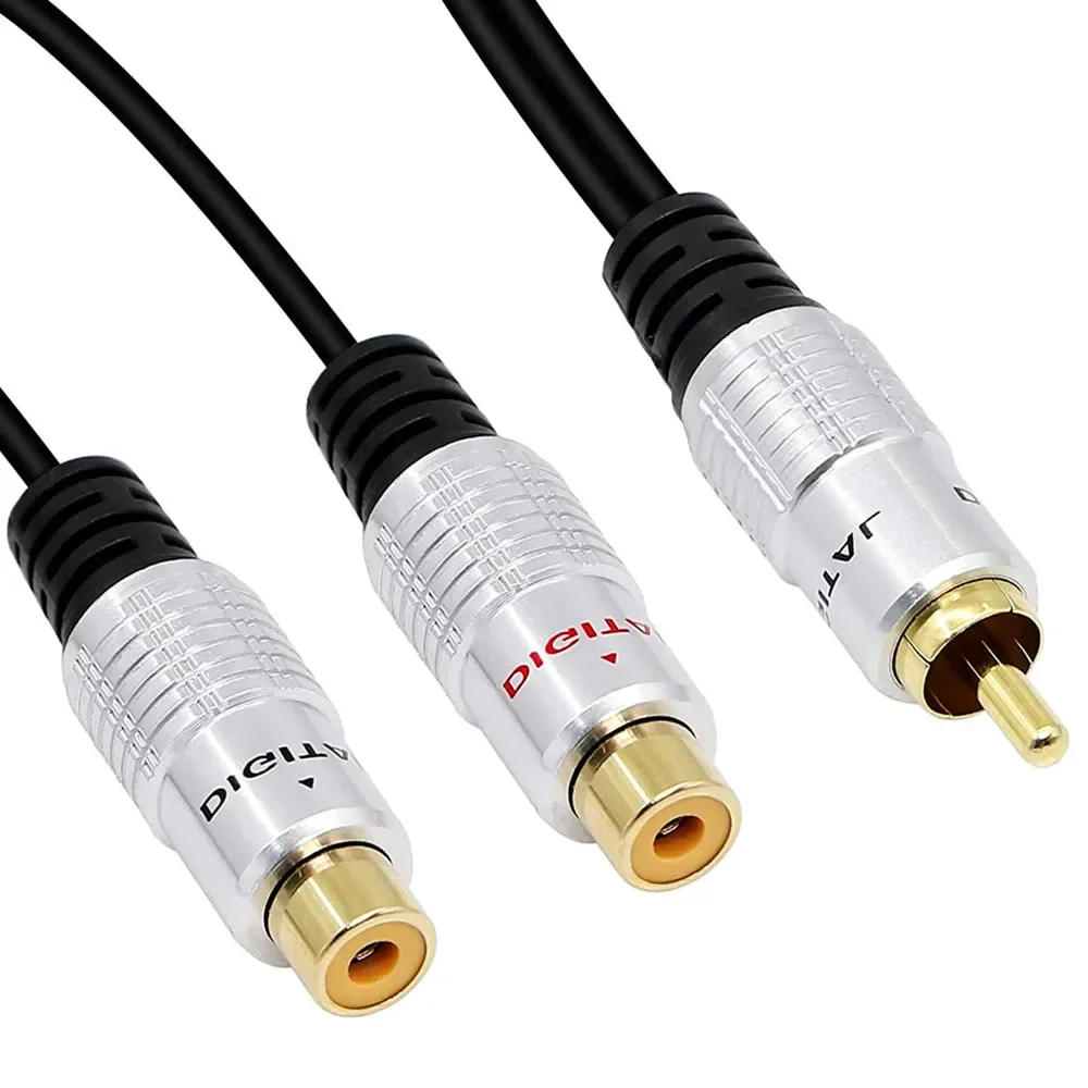 RCA Y-Adapter Audio Cable,RCA Splitter Cable 1 RCA Mono Male to 2 RCA Phono Female Y Adapter Cord (RCA Male to 2 Female)