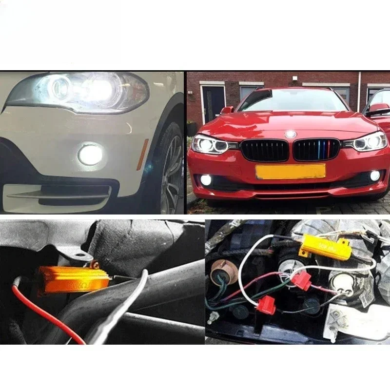 2 قطعة تحميل المقاوم 50 واط 6 أوم 25 واط 8 أوم Wirewound المقاوم غلاف من الألومنيوم مقاومات الطاقة لسيارة LED بدوره إشارات مصباح #6