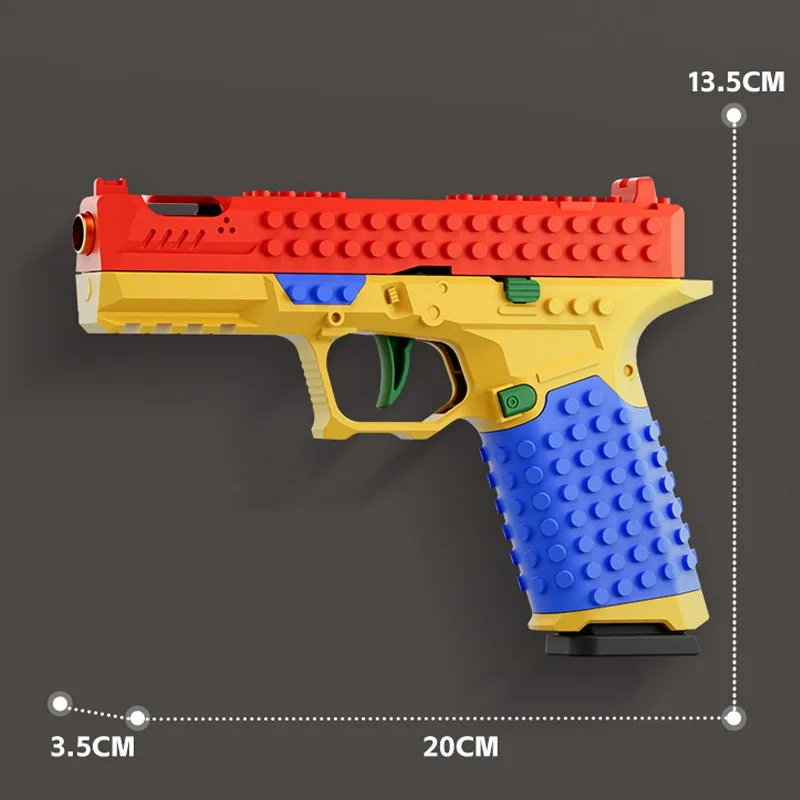 Brinquedo de Blocos de Montar SIG17, Pistola de Tiro Automático com Ejeção de Cartucho, Jogo de Guerra ao Ar Livre para Meninos e Adultos, Presente