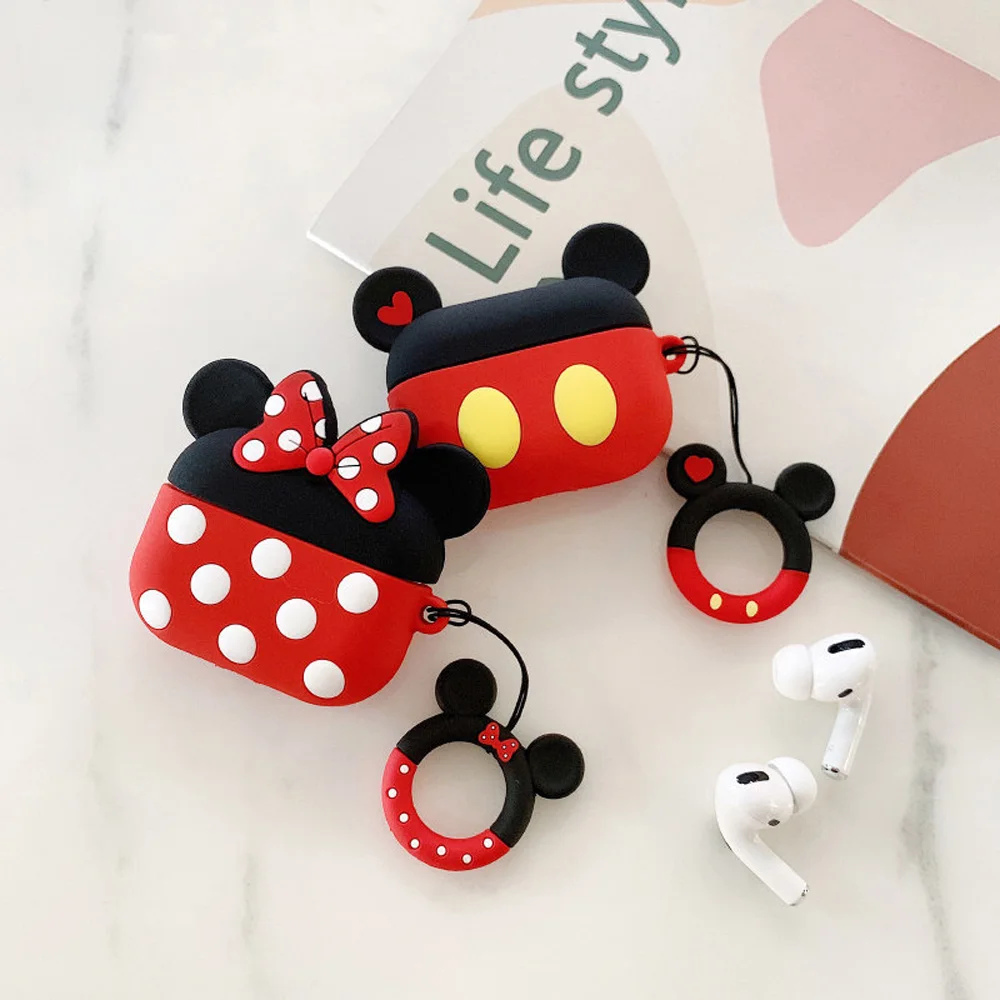 MINISO Cartoon Bluetooth Earphone 3D Silicone Case For Airpods 4 2 3 Protective Cover Cute Mickey Minnie Cases For Airpod 4Pro 2