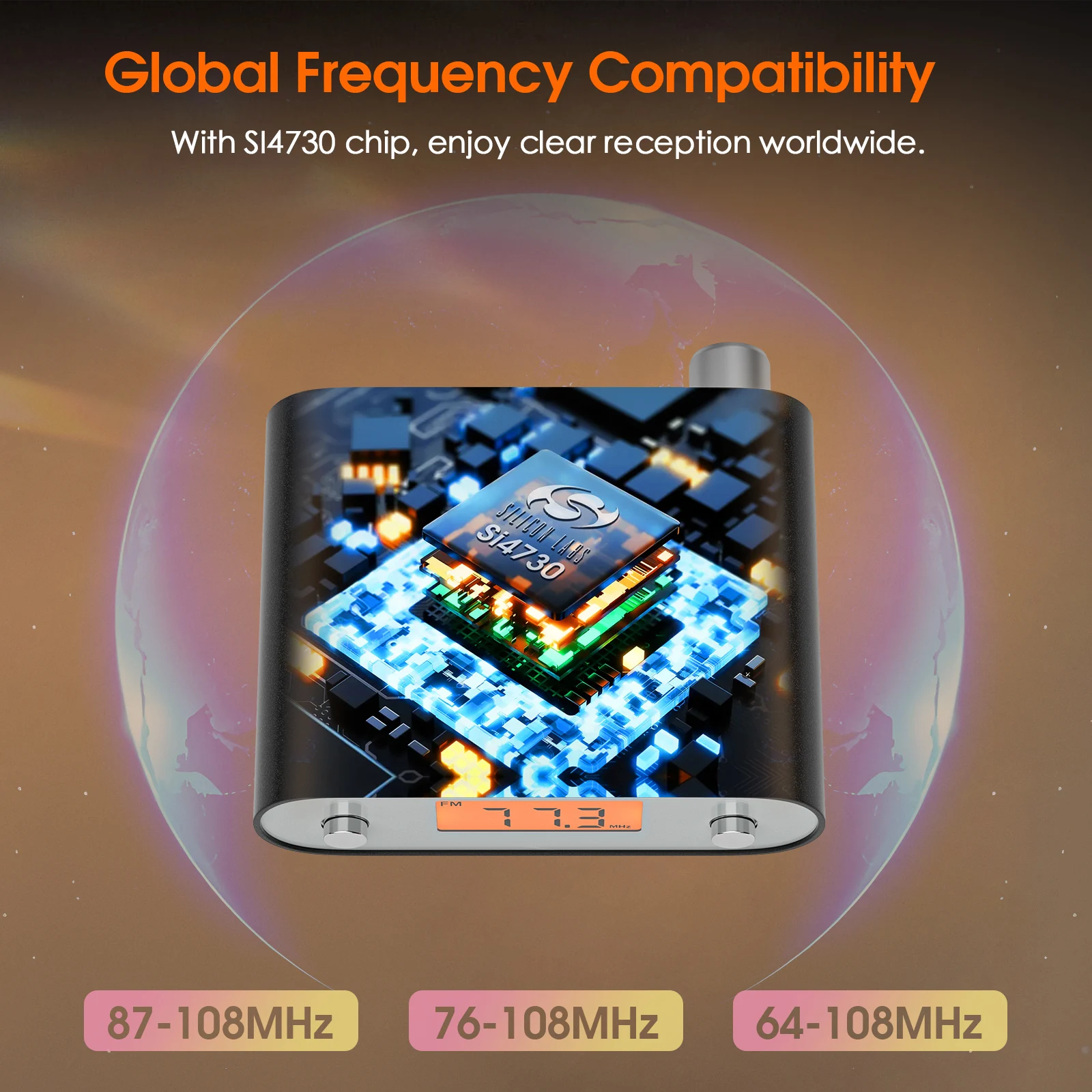 Nobsound Mini 64-108MHz موالف راديو FM يدوي وجهاز استقبال البحث التلقائي للمنزل/السيارة مع شاشة عرض