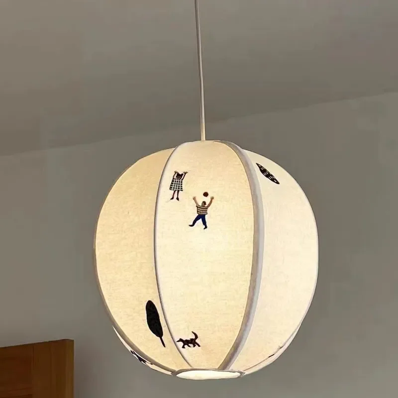 Farbic Art Embroidery Pendant Light Ceiling Danish Medieval Chandelier Children Room Decor Light Fixture Cotton Linen Lamps 2026