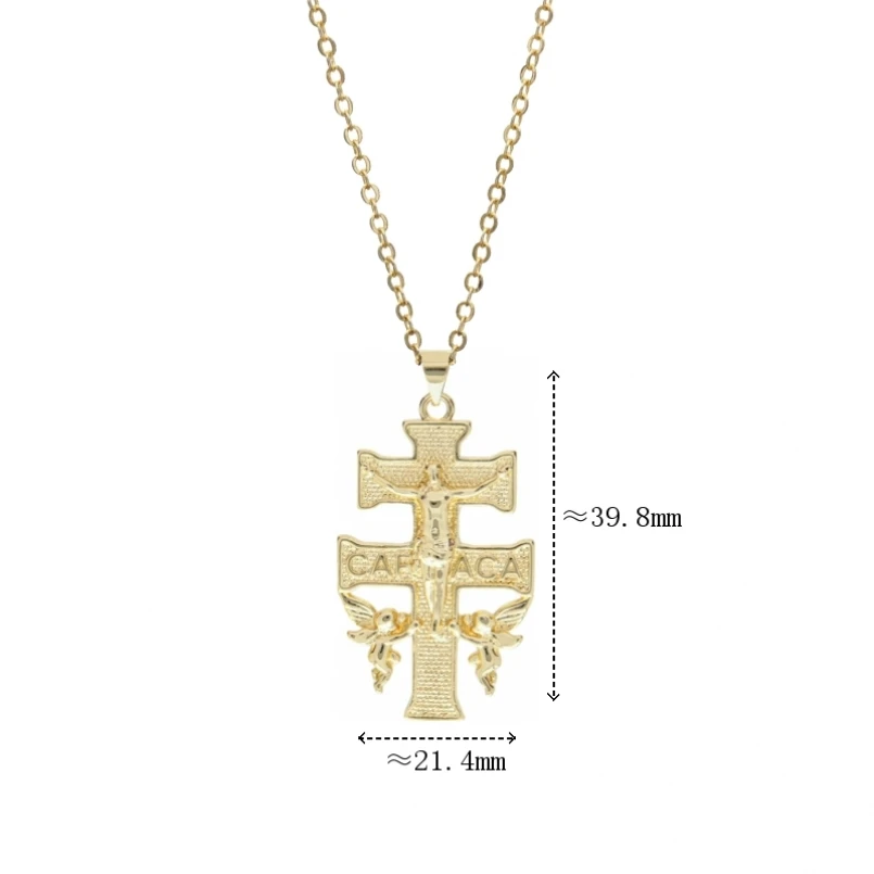 

Cross Crisscross Gold Color Jesus Chain Necklace Christian Copper 18+2inch Jewelry Special Gift