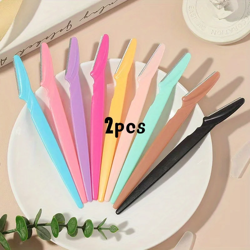 Conjunto de navalha de sobrancelha de 2 peças com capa - Ferramenta profissional para sobrancelhas, esfoliante, aparador de precisão unissex