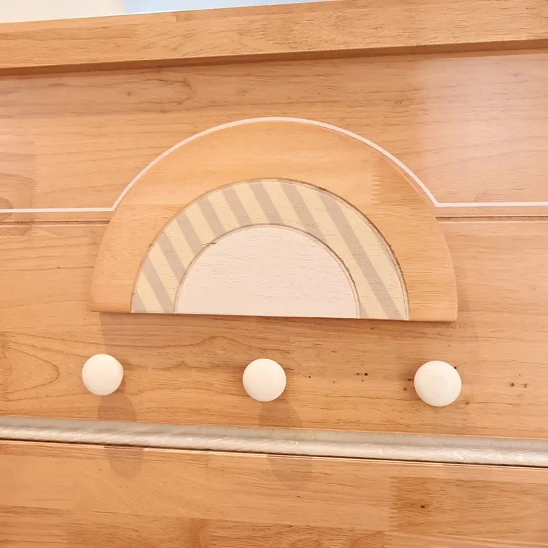 Rainbow Oak Solid Wood Bunk Bed High Low Mother Child Bed with Guardrail Kids Bedroom Furniture In Stock