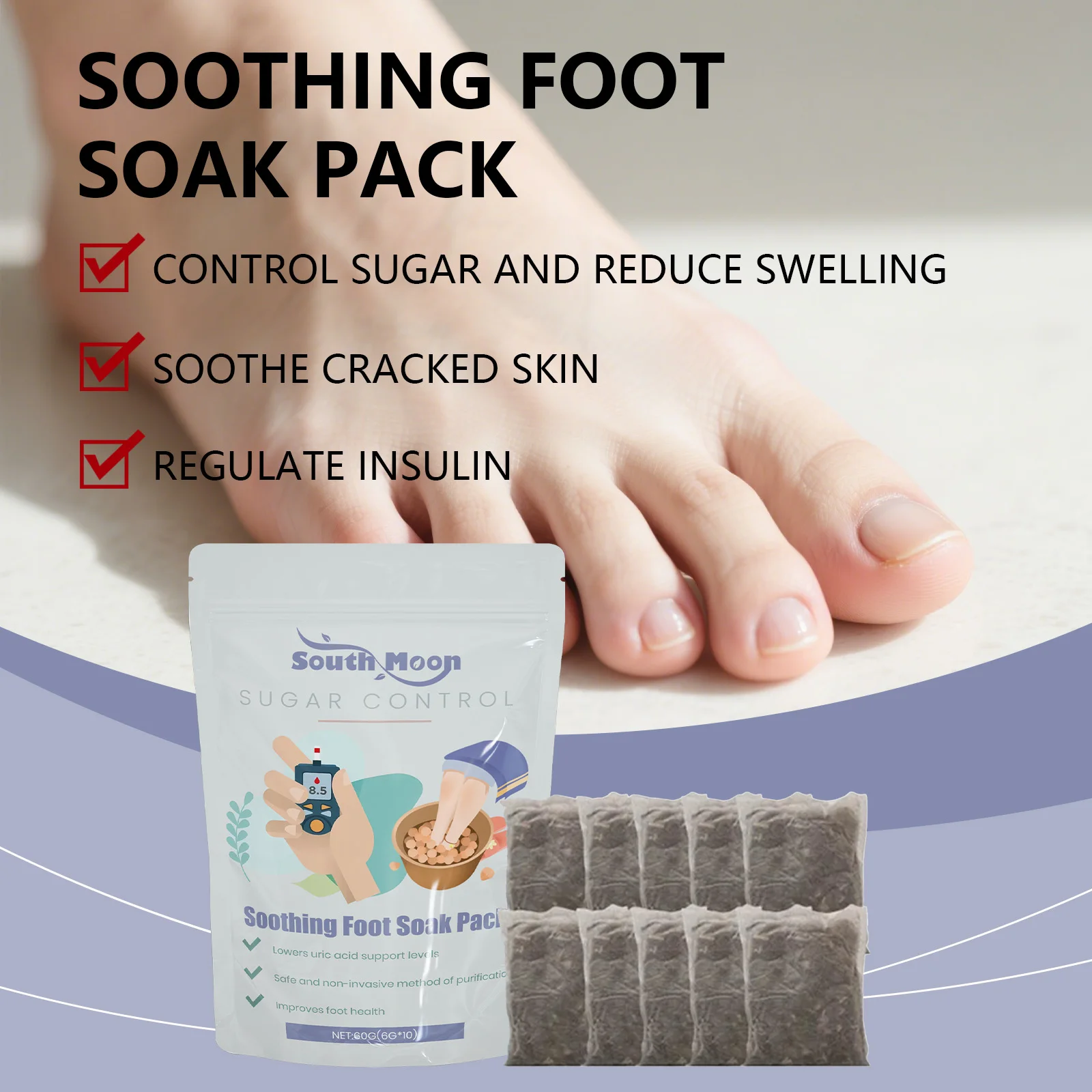 Herbal Sugar Control Foot Bath ​Anti Diabetes Headache Relieve Fatigue Dehumidification Slimming Body Sugar Regulating Foot Soa - Image 3