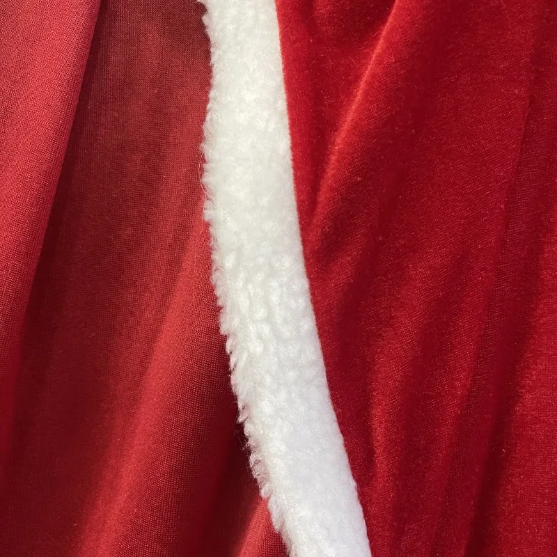 クリスマスショールケープ ホワイトエッジ ラムウール レッドケープ 帽子付き クリスマスパフォーマンスコスチューム 女の子