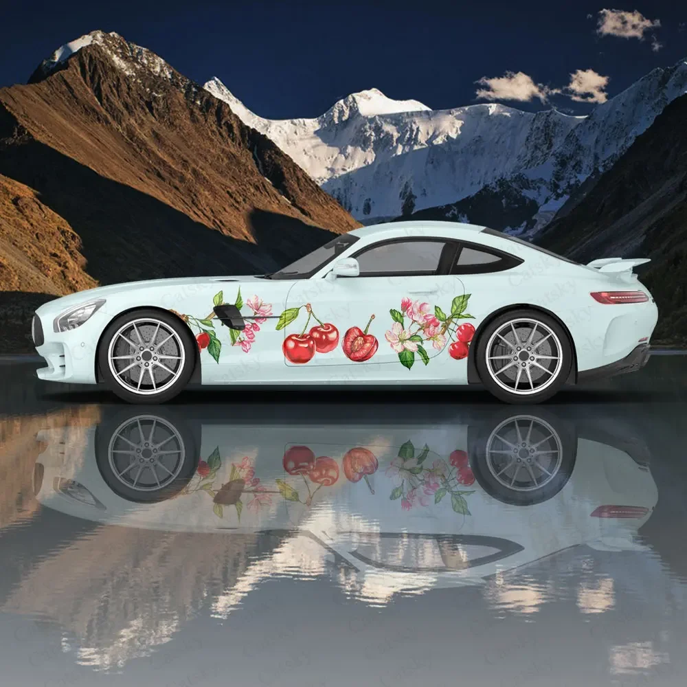 

Cherry Pattern Car Body Sticker Itasha Vinyl Auto Accessories Side Decal Motorcar Decoration Sticker Wheel Protective Film